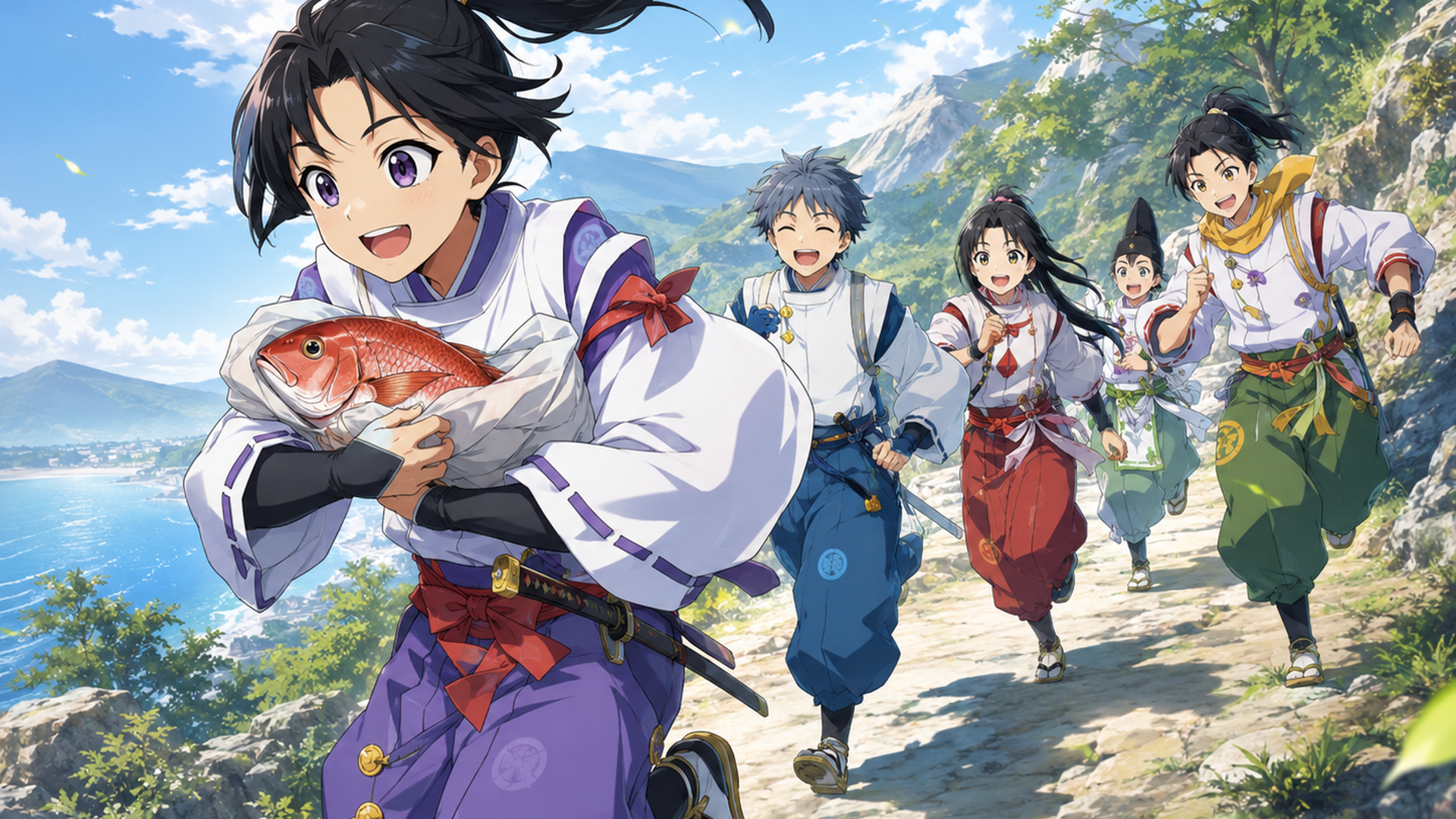 原作第4巻の第32話とアニメ第十三回を結ぶ歴史絵巻風の構図