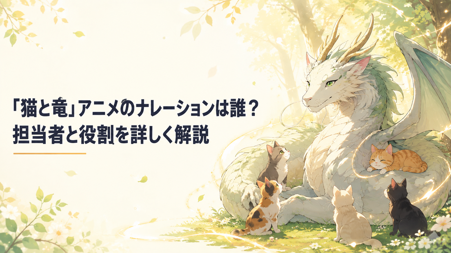 森で暮らす猫竜と猫たちを包み込む穏やかな語りをイメージした「猫と竜」アニメの場面