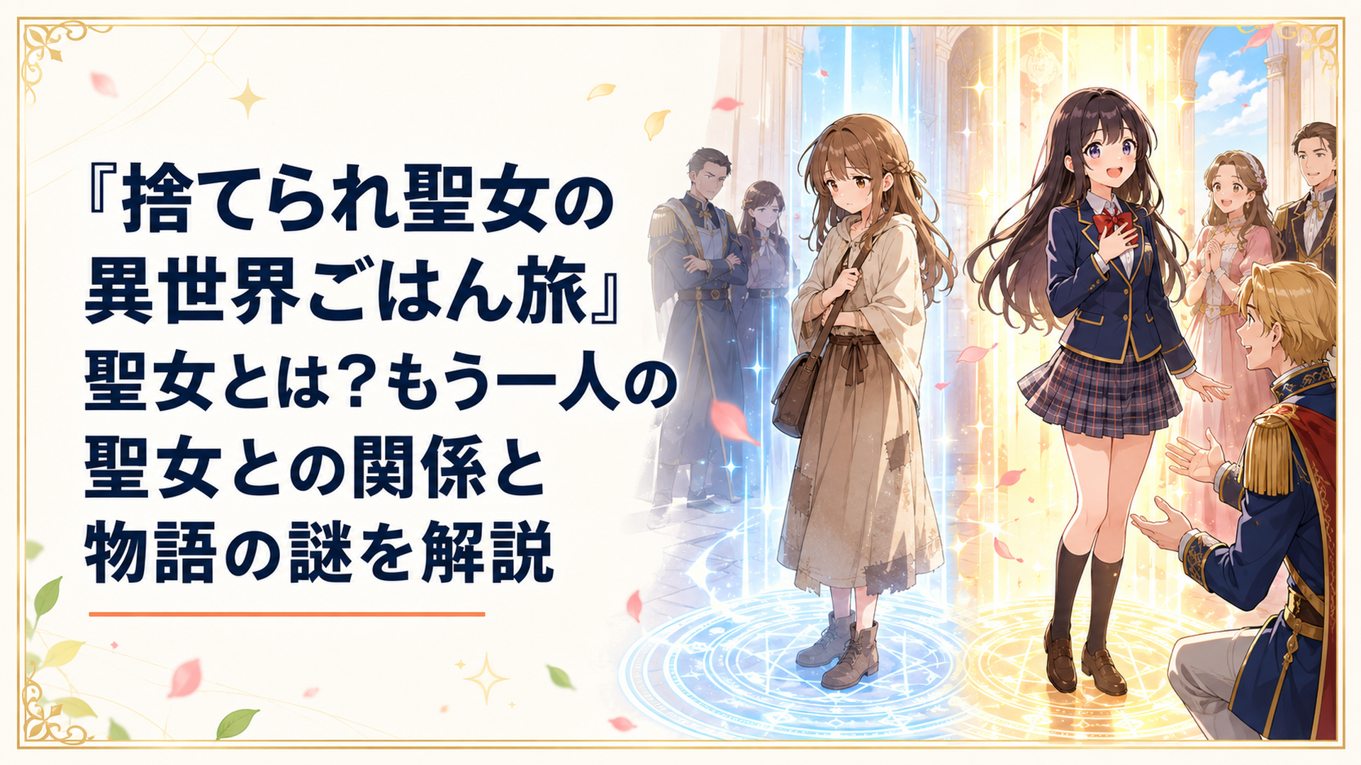 異世界への聖女召喚で同時に現れたリンと美少女JKが召喚先で対照的な扱いを受ける場面