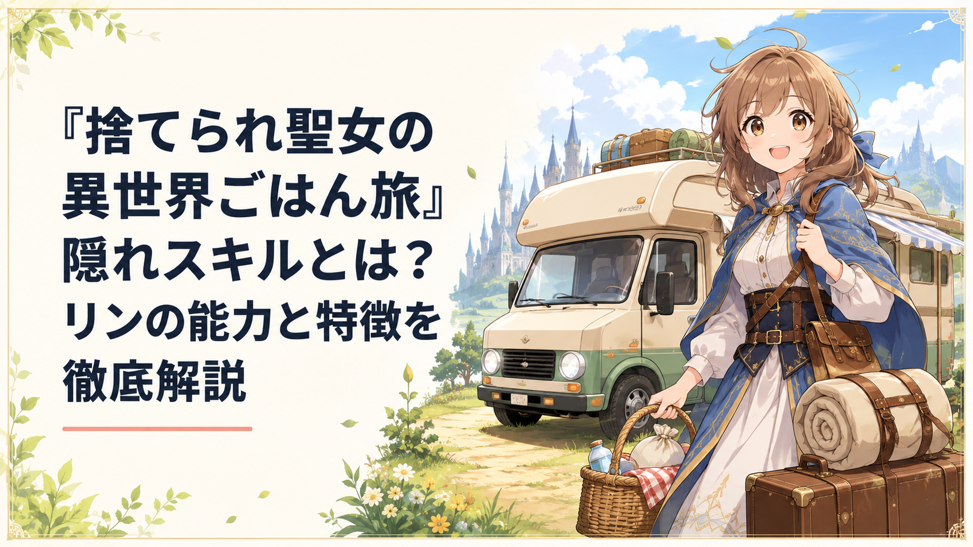 キャンピングカーのモーちゃんを背に異世界の野外で旅支度をするリン