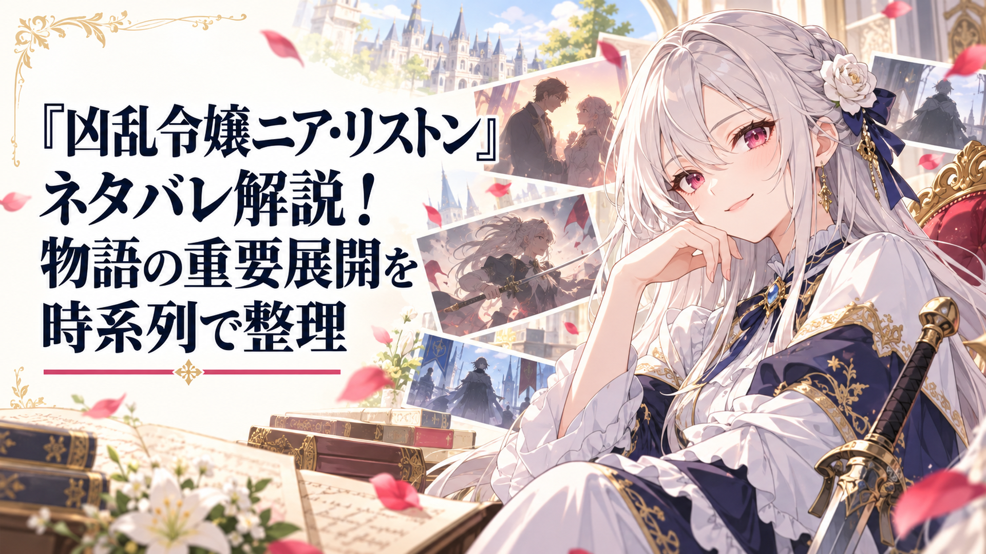 病弱な貴族令嬢ニアが可憐な笑顔の裏に武人の鋭い眼差しを宿し物語の重要展開を振り返る場面