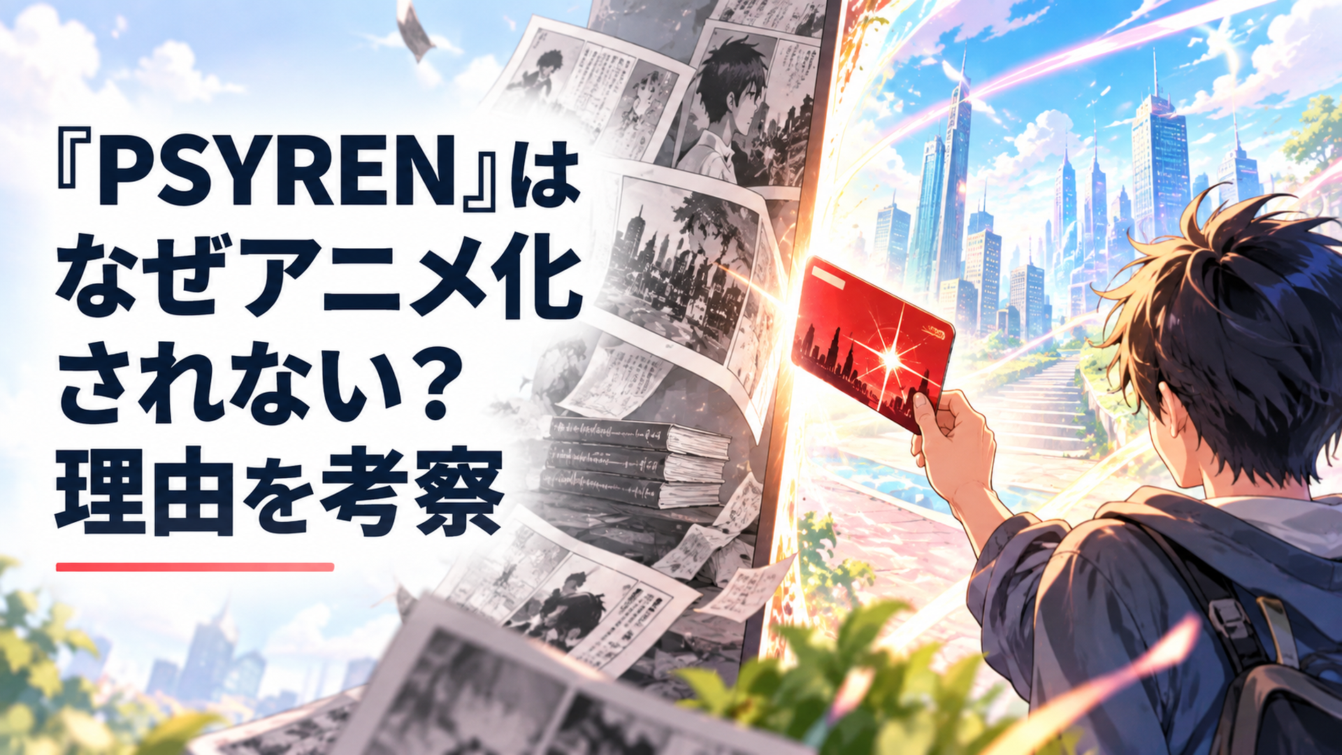 赤いテレホンカードを境に長年アニメ化されなかった漫画PSYRENが2026年のTVアニメへつながっていくイメージ