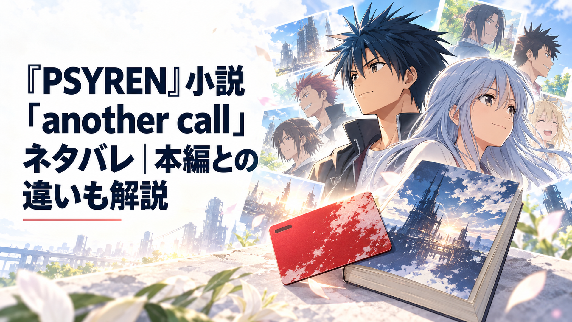 赤いテレホンカードと小説を中心に本編後のアゲハや雨宮たちの未来が広がるイメージ