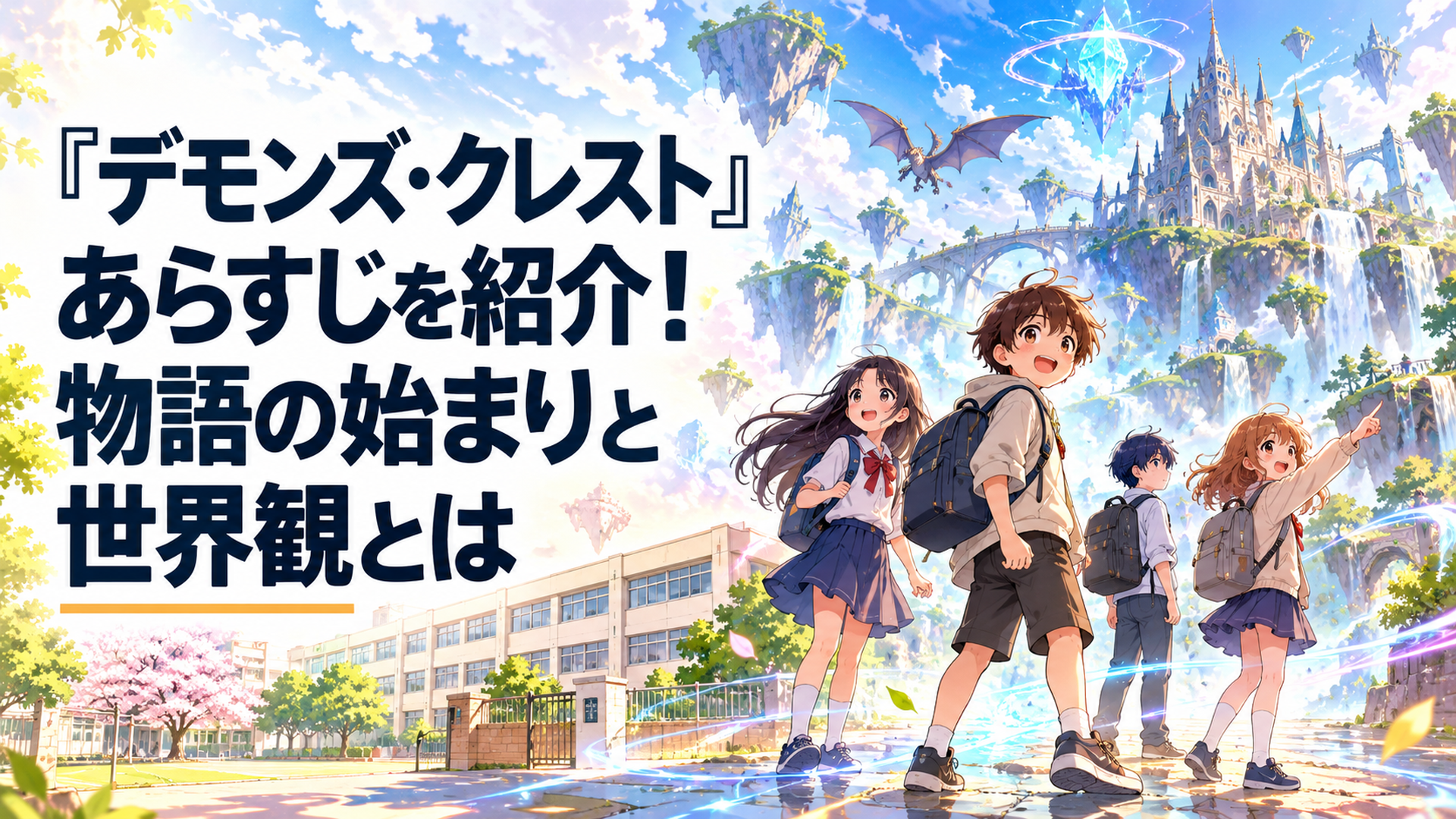 現実の小学校とファンタジーVRMMORPGの景色が境界なく融合し、その狭間に立つ小学6年生の少年少女たち