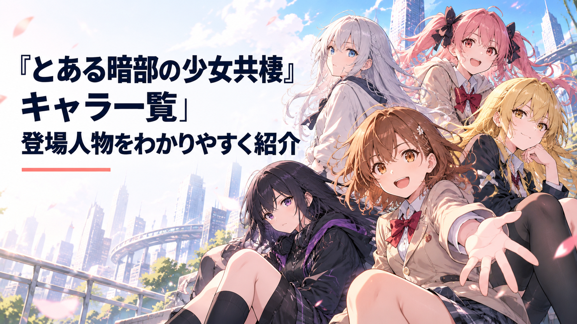 学園都市の暗部で活動する個性の異なる5人の少女たちをイメージした集合シーン